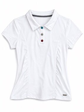 LIJA White Athletic Golf Polo Shirt with Side Ruching Size L